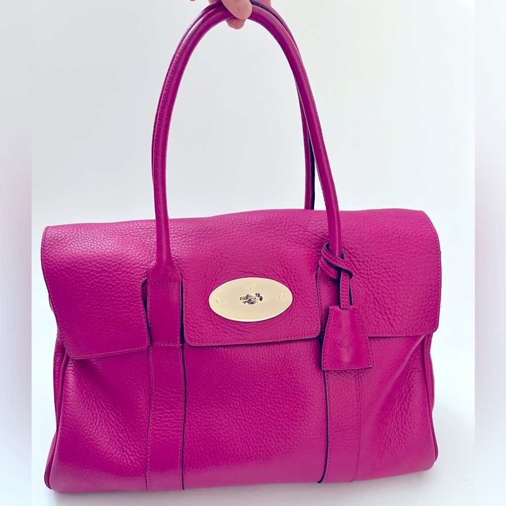 Mulberry Classic Bayswater Pebbled Leather, Hot Fuchsia, pre owned
